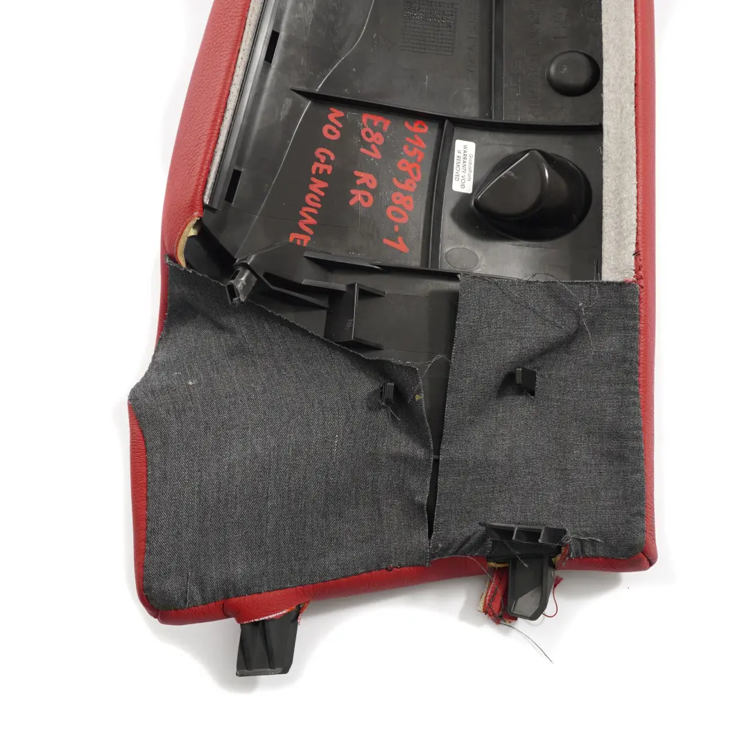BMW E81 E82 Lateral Acabado Esquina Asiento Trasero Izquierdo Cuero Rojo - SKU 9158980-1 - Número de pieza 9158980