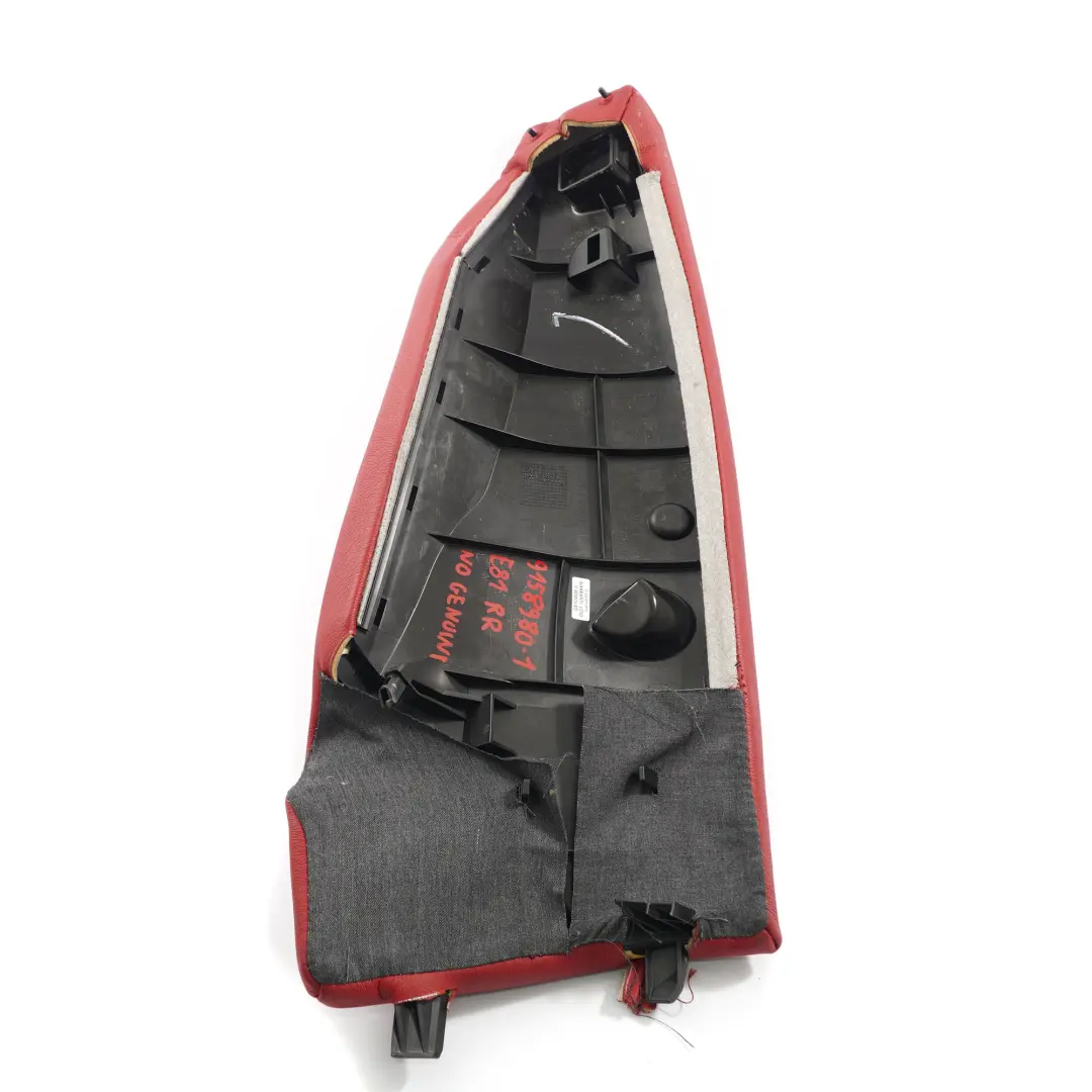 BMW E81 E82 Side Finisher Rear Seat Corner Right O/S Leather Boston Red - SKU 9158980-1 - Part number 9158980
