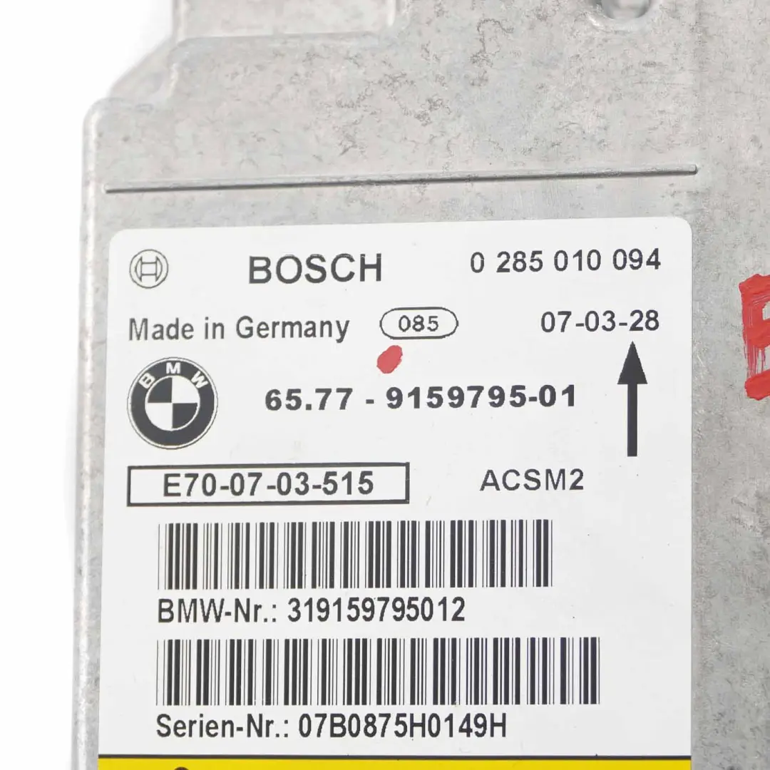  Control Unit BMW X5 X6 E70 E71 Air Module Bag ECU Unit Bosch - SKU 9159795 - Part number 9204849