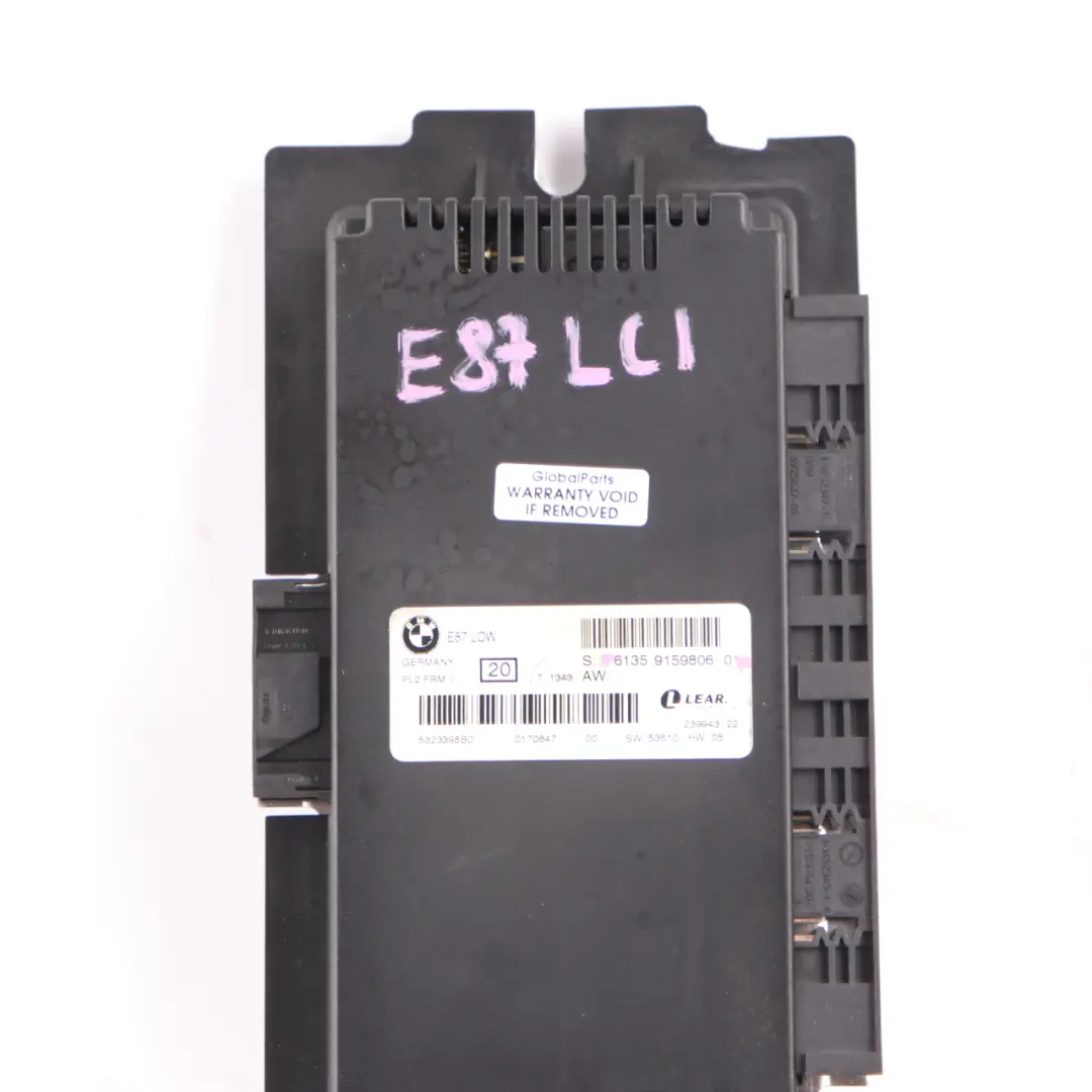 Fußraum Kontroll Modul ECU LOW PL2 FRM II für BMW E87 LCI mit Teilenummer 9159806 BMW E87 LCI Fußraum Kontroll Modul ECU LOW PL2 FRM II - SKU 9159806 - Teilenummer 9159806