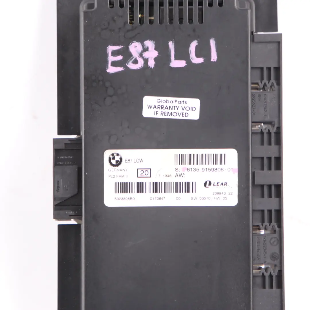 Module Commande D'Éclairage Plancher BMW E87 LCI ECU LOW PL2 FRM II pour à propos du numéro de pièce 9159806 Module Commande D'Éclairage Plancher BMW E87 LCI ECU LOW PL2 FRM II - SKU 9159806 - Numéro de pièce 9159806