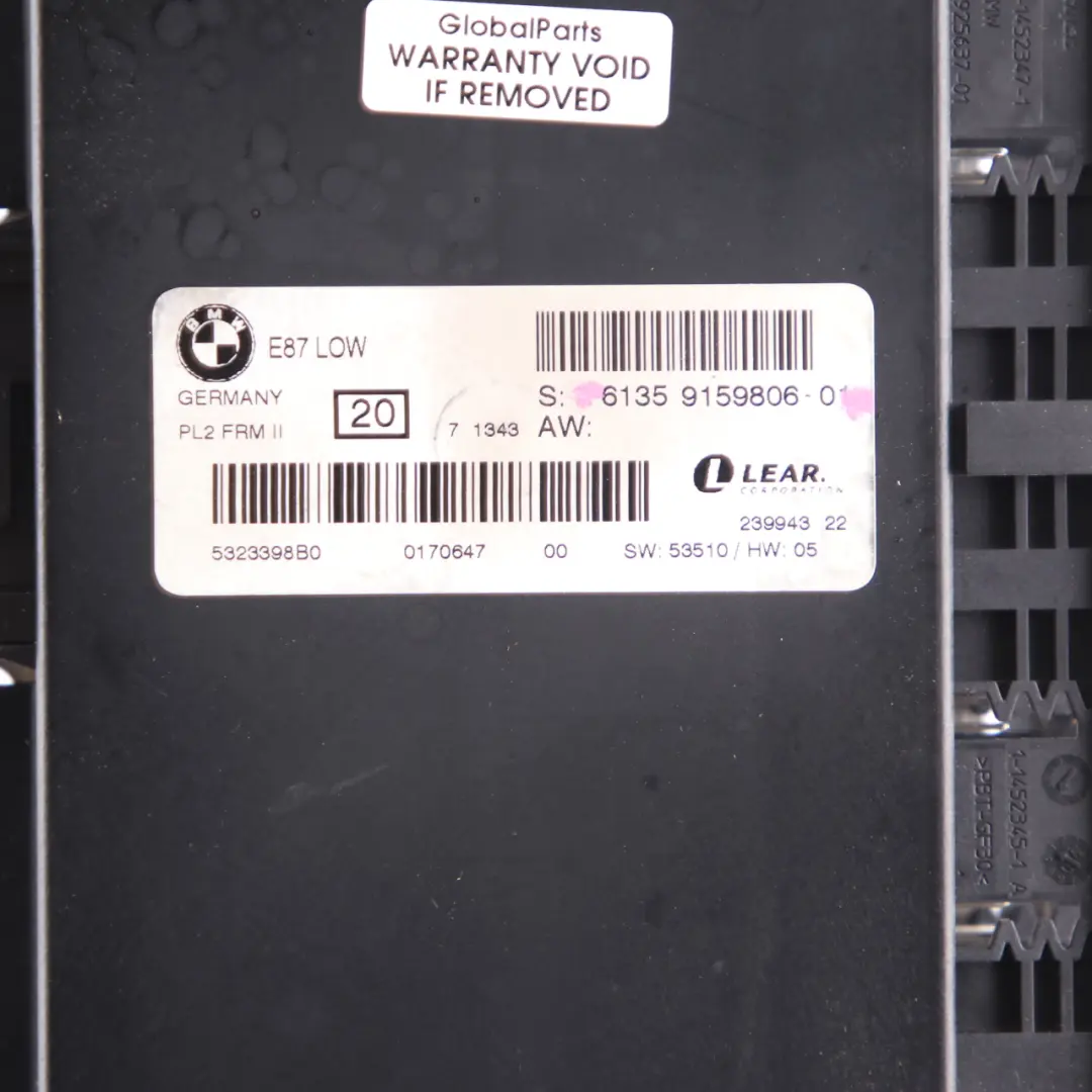 Module Commande D'Éclairage Plancher BMW E87 LCI ECU LOW PL2 FRM II pour à propos du numéro de pièce 9159806 Module Commande D'Éclairage Plancher BMW E87 LCI ECU LOW PL2 FRM II - SKU 9159806 - Numéro de pièce 9159806