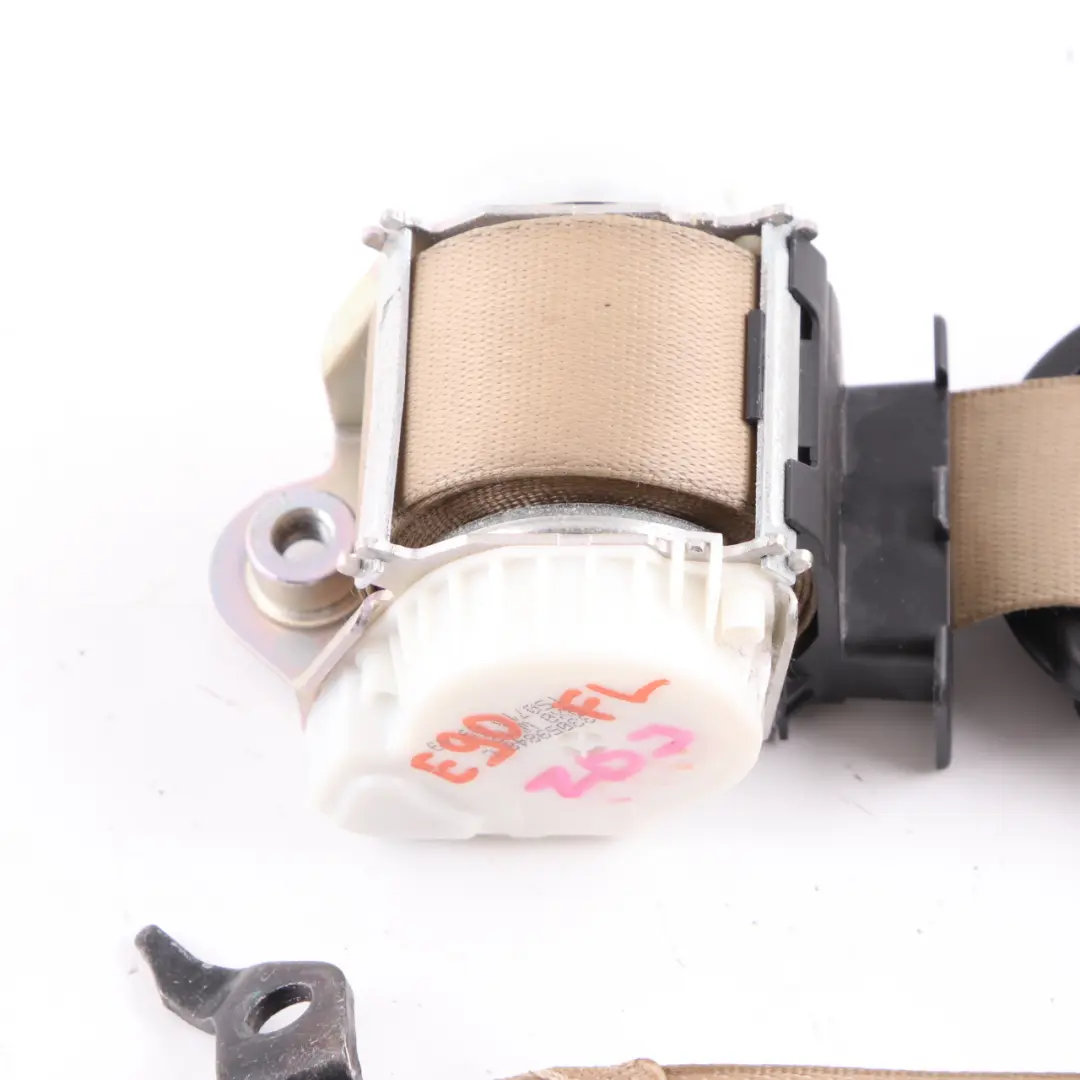 Front Left Upper Safety Seat Belt Beige N/S to BMW 3 Series E90 E91 LCI with Part number 9160105 BMW 3 Series E90 E91 LCI Front Left Upper Safety Seat Belt Beige N/S - SKU 9160105 - Part number 9160105