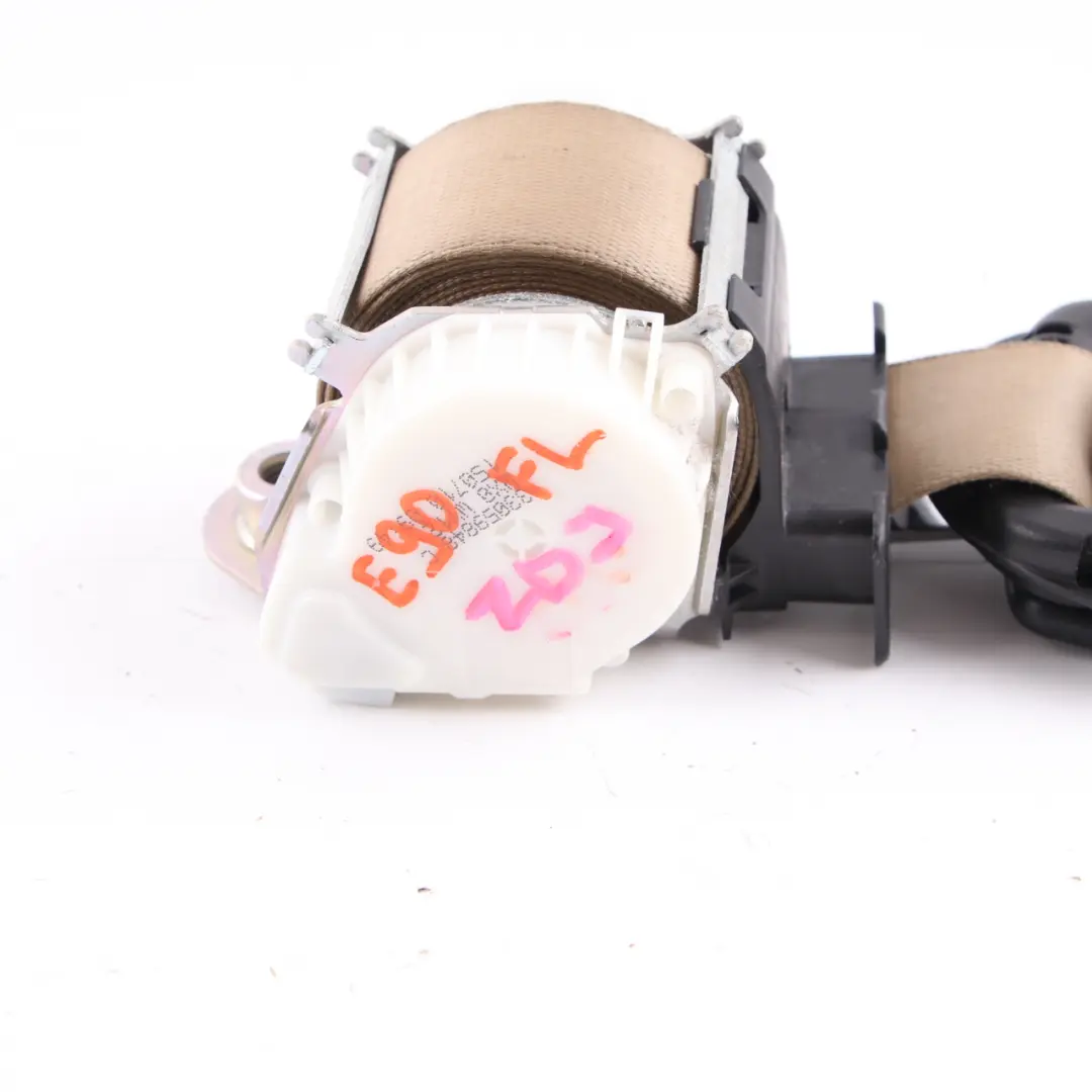 Cinturón de seguridad delantero izquierdo Beige para BMW E90 E91 LCI con número de pieza 9160105 BMW E90 E91 LCI Cinturón de seguridad delantero izquierdo Beige - SKU 9160105 - Número de pieza 9160105