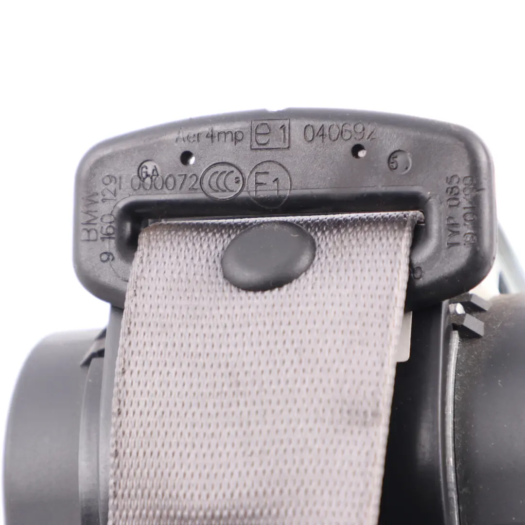 Belt Upper Rear Left Right N/O/S Seatbelt Grey to BMW E91 LCI Seat with Part number 9160129 BMW E91 LCI Seat Belt Upper Rear Left Right N/O/S Seatbelt Grey - SKU 9160129 - Part number 9160129