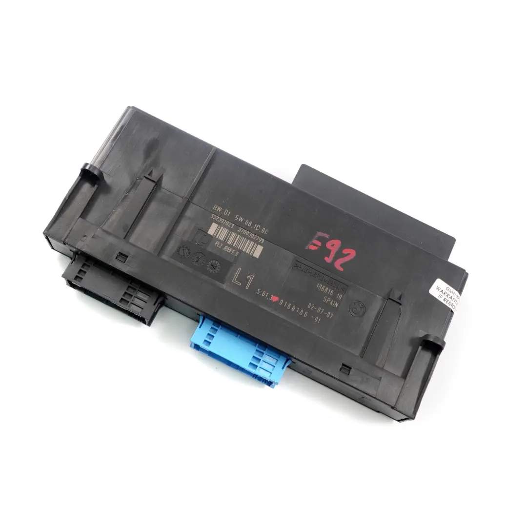 ECU Body Control Module Junction Box L1 PL2 JBBFE II to BMW 3 Series E92 with Part number 9160186 BMW 3 Series E92 ECU Body Control Module Junction Box L1 PL2 JBBFE II - SKU 9160186 - Part number 9160186