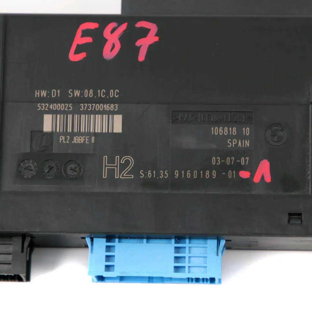 BMW 1 er E87 ECU Karosseriesteuergerät Junction Box H2 PL2 JBBFE II - SKU 9160189-1 - Teilenummer 9160189