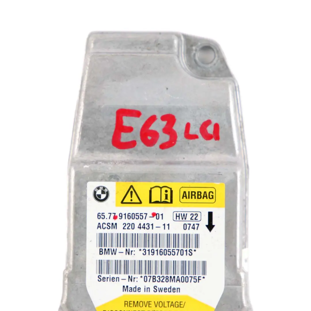 Airbag Unidad de Control Módulo ECU para BMW Z4 E60 E61 E63 E85 con número de pieza 9160557 BMW Z4 E60 E61 E63 E85 Airbag Unidad de Control Módulo ECU - SKU 9160557 - Número de pieza 9160557