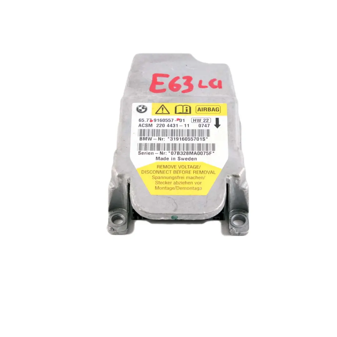 BMW Z4 E60 E61 E63 E85 Airbag Unidad de Control Módulo ECU - SKU 9160557 - Número de pieza 9160557