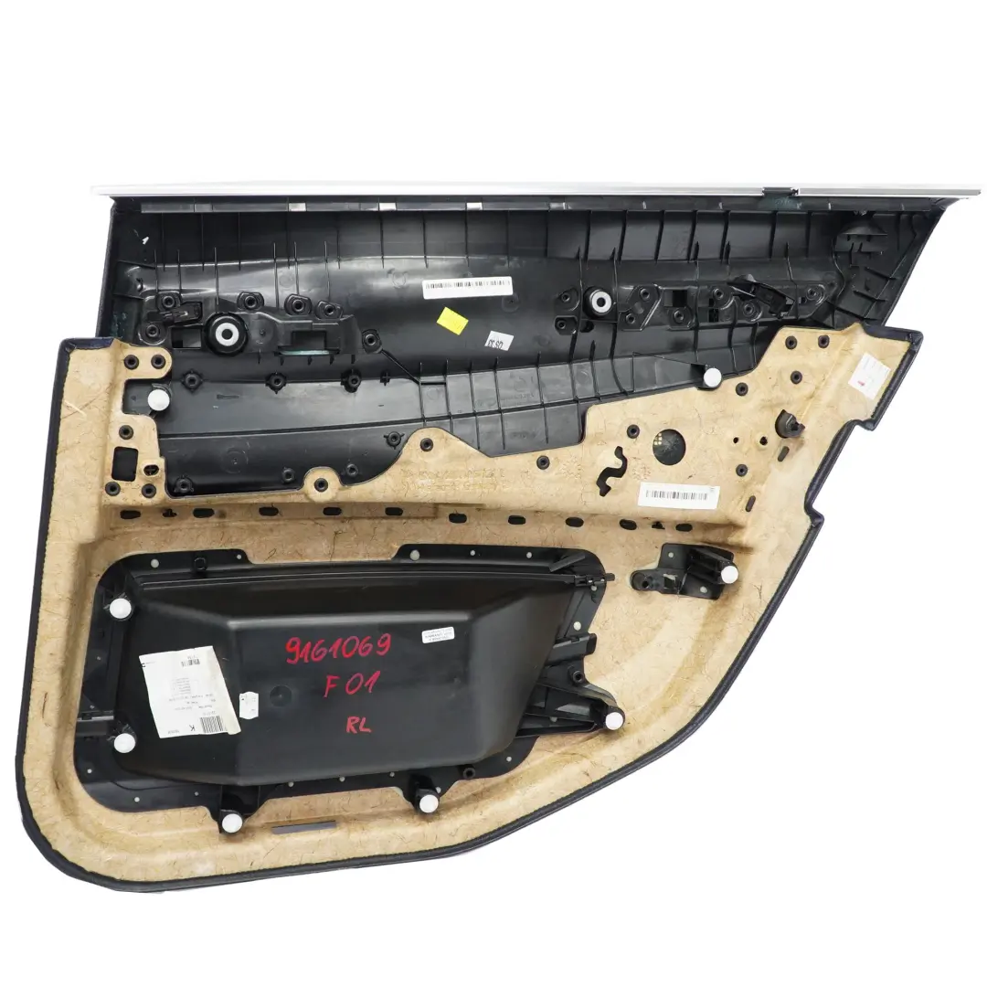 Scheda porta BMW F01 posteriore sinistra Coperchio pannello pelle nera Dakota per con numero di parte 9161069 Scheda porta BMW F01 posteriore sinistra Coperchio pannello pelle nera Dakota - SKU 9161069 - Numero di parte 9161069