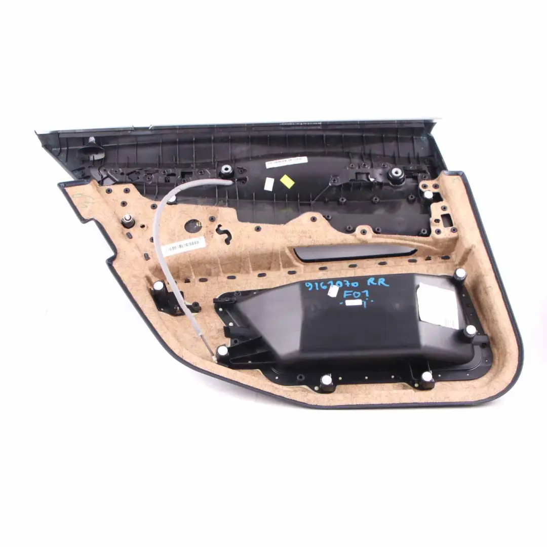 Door Card BMW F01 F02 Rear Right O/S Trim Panel Cover Black Leather Dakota to with Part number 9161070 Door Card BMW F01 F02 Rear Right O/S Trim Panel Cover Black Leather Dakota - SKU 9161070 - Part number 9161070