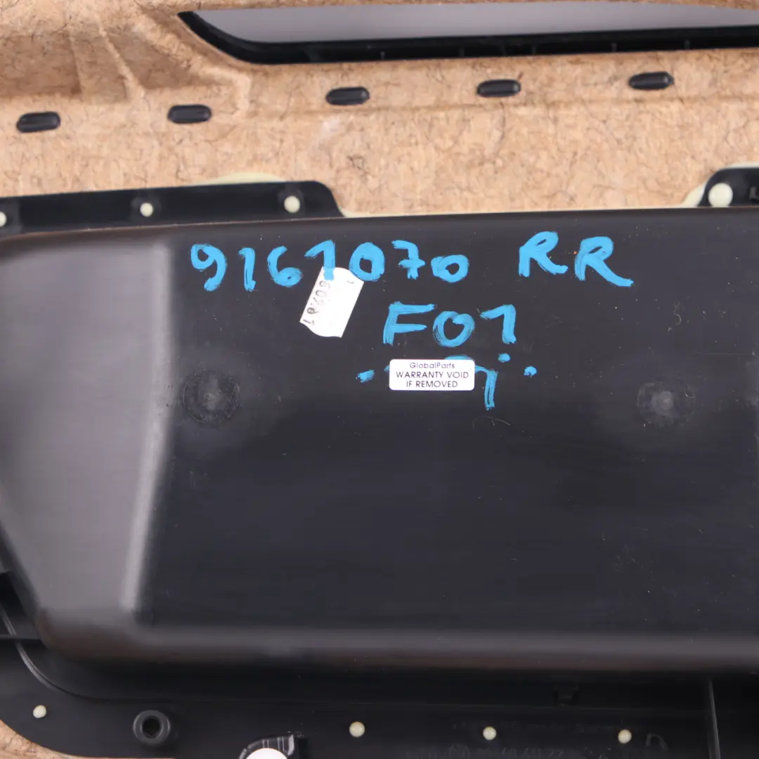 Door Card BMW F01 F02 Rear Right O/S Trim Panel Cover Black Leather Dakota to with Part number 9161070 Door Card BMW F01 F02 Rear Right O/S Trim Panel Cover Black Leather Dakota - SKU 9161070 - Part number 9161070