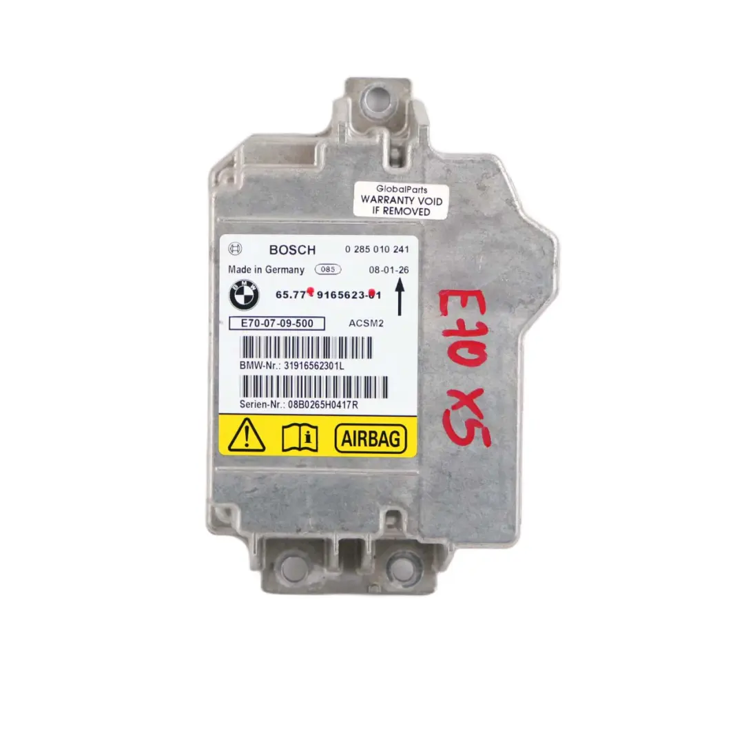 Airbag Steuergerät Modul für BMW X5 X6 Serie E70 E71 mit Teilenummer 9165623 BMW X5 X6 Serie E70 E71 Airbag Steuergerät Modul - SKU 9165623 - Teilenummer 9165623