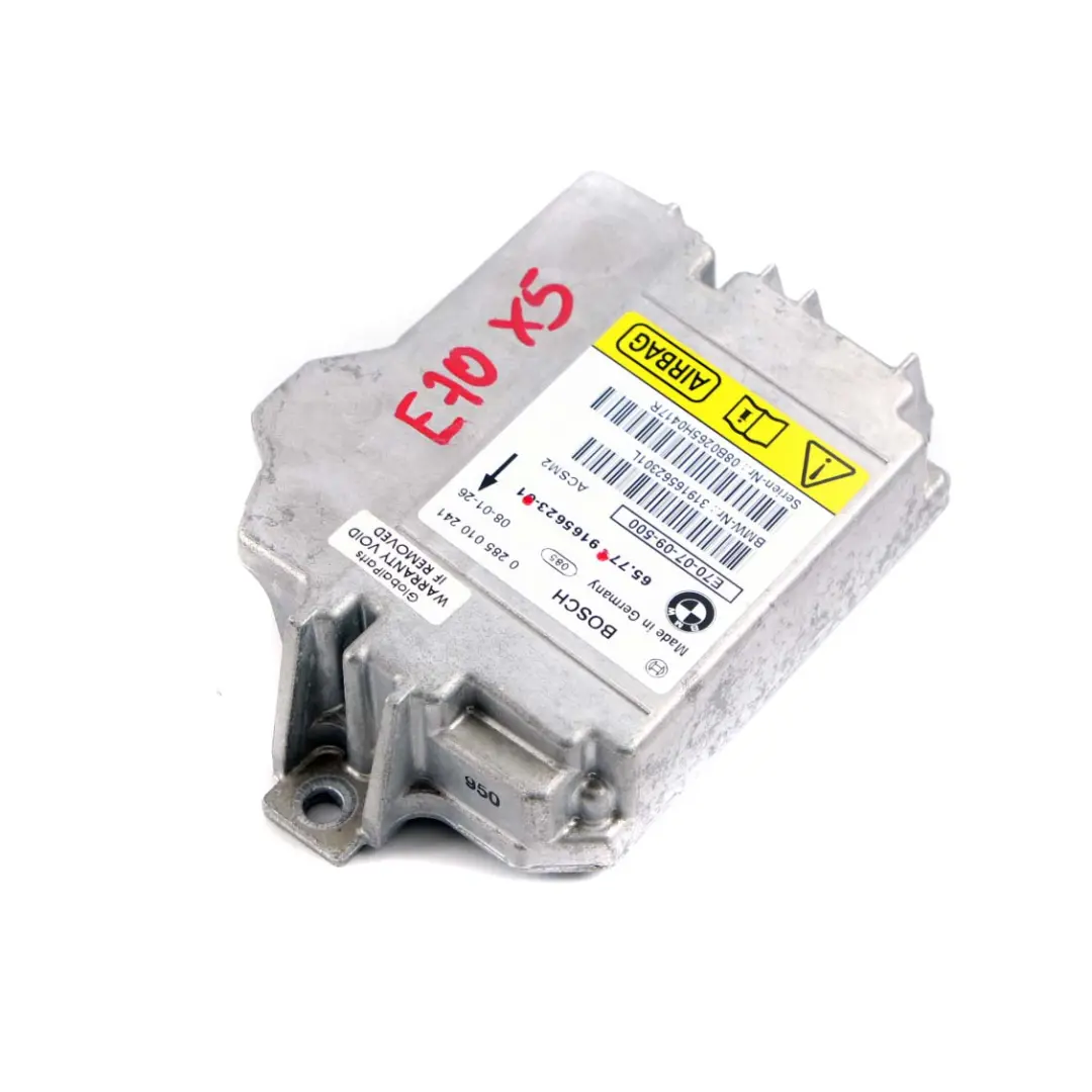 BMW X5 X6 Series E70 E71 Módulo de la unidad ECU de control del airbag - SKU 9165623 - Número de pieza 9165623