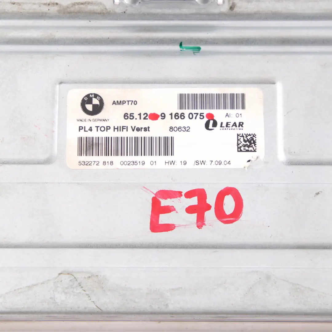 Wzmacniacz audio Top-hifi Lear PL5 do BMW E70 o numerze 9166075 BMW E70 Wzmacniacz audio Top-hifi Lear PL5 - SKU 9166075 - Numer Części 9166075