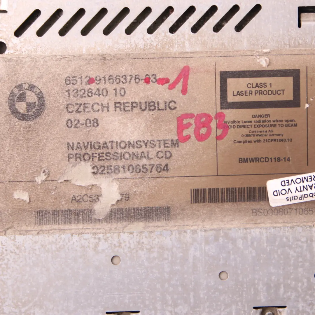 CID Control Unit CD Player Radio Audio System BMW X3 E83 Z4 E85 - SKU 9166376 - Part number 9166376