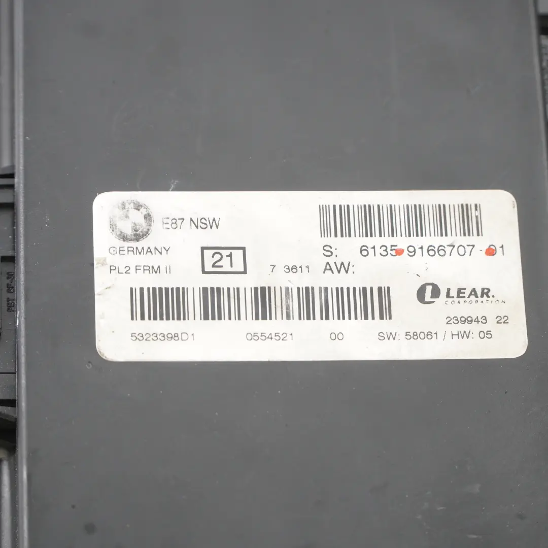 BMW E87 Footwell Light Module Control Unit NSW PL2 FRM II Lear - SKU 9166707-1 - Part number 9166707