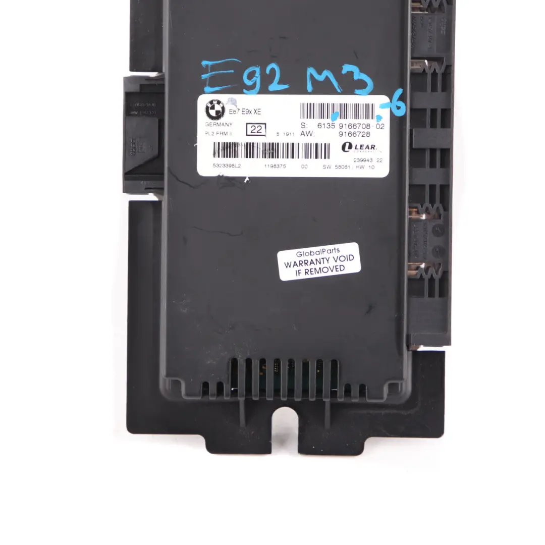 Footwell Light Control Module LCM PL2 FRM II to BMW E92 M3 Xenon with Part number 9166708 BMW E92 M3 Xenon Footwell Light Control Module LCM PL2 FRM II - SKU 9166708-6 - Part number 9166708