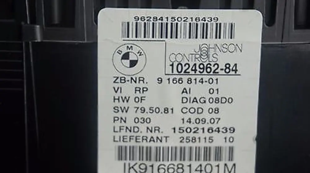 Instrument Cluster Speedo Clocks Automatic 9166814 to BMW 1 Series E81 E87 Petrol with Part number 62109166814 BMW 1 Series E81 E87 Petrol Instrument Cluster Speedo Clocks Automatic 9166814 - SKU RHD-9166814 - Part number 62109166814