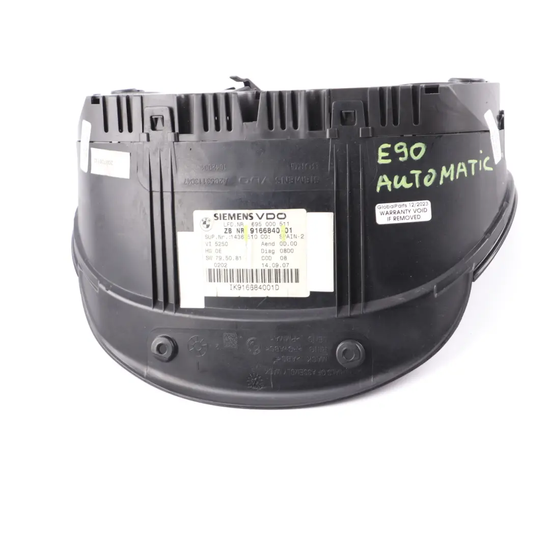 Instrument Cluster Speedo Clocks Petrol Automatic to BMW 3 Series E90 E91 with Part number 9166840 BMW 3 Series E90 E91 Instrument Cluster Speedo Clocks Petrol Automatic - SKU 9166840 - Part number 9166840