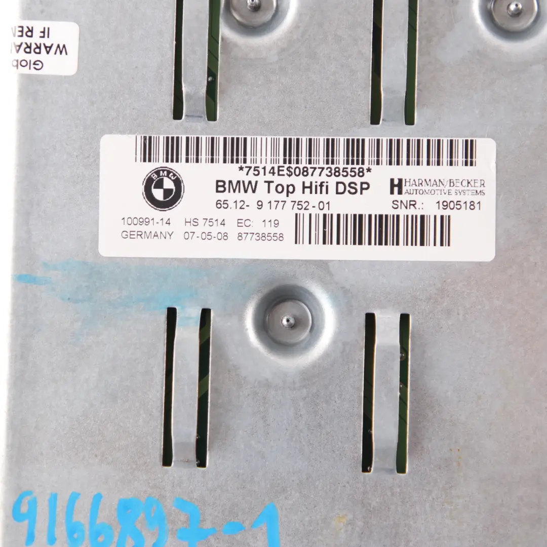 Audio Amplifier HiFi BMW E87 E90 Top Sound System Control Unit 9177752 to with Part number 9166897 Audio Amplifier HiFi BMW E87 E90 Top Sound System Control Unit 9177752 - SKU 9166897-1 - Part number 9166897