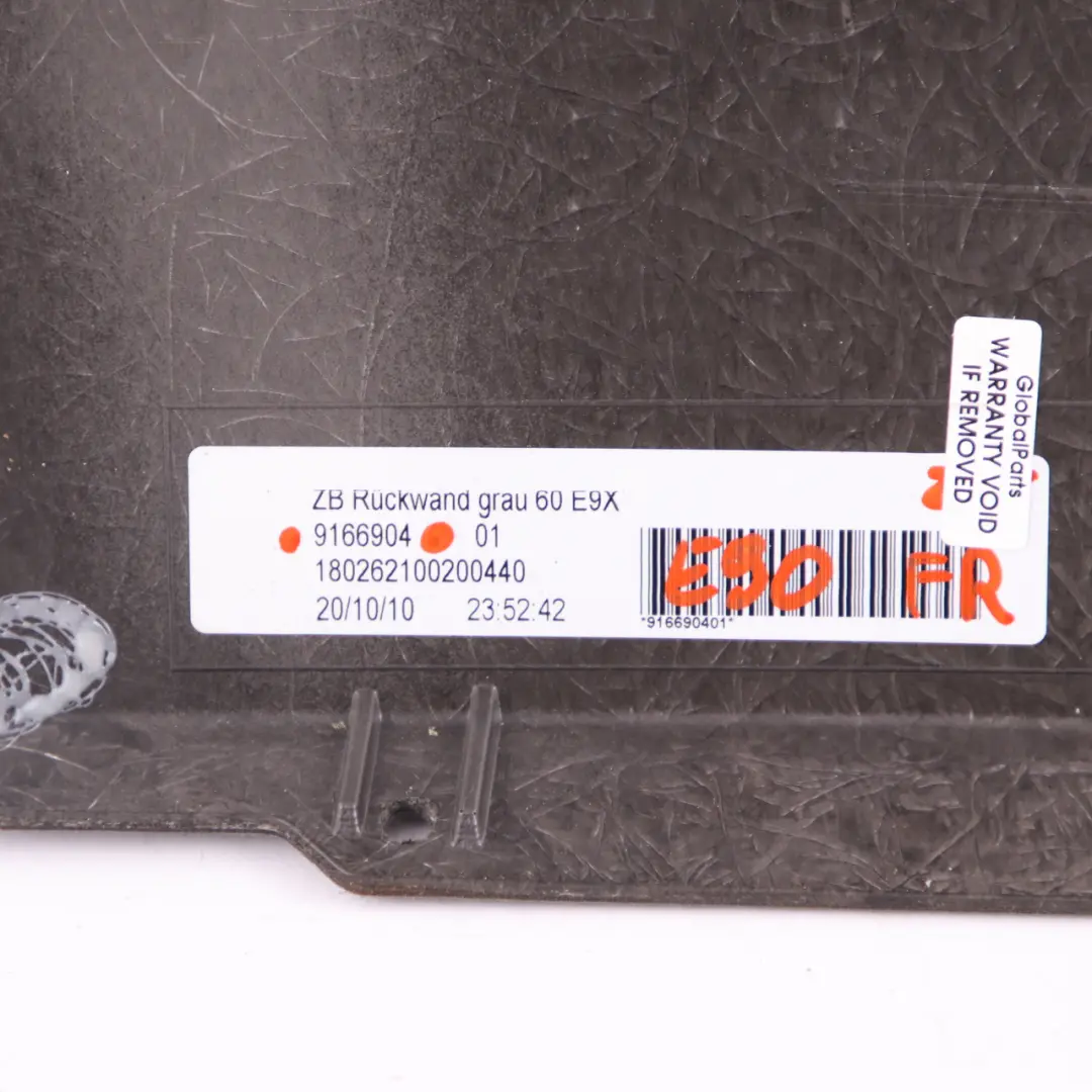  Vordersitzverkleidung BMW E90 E91 E92 Rückwand ohne Netzbeutel Grau 9166909 - SKU 9166904 - Teilenummer 9166904