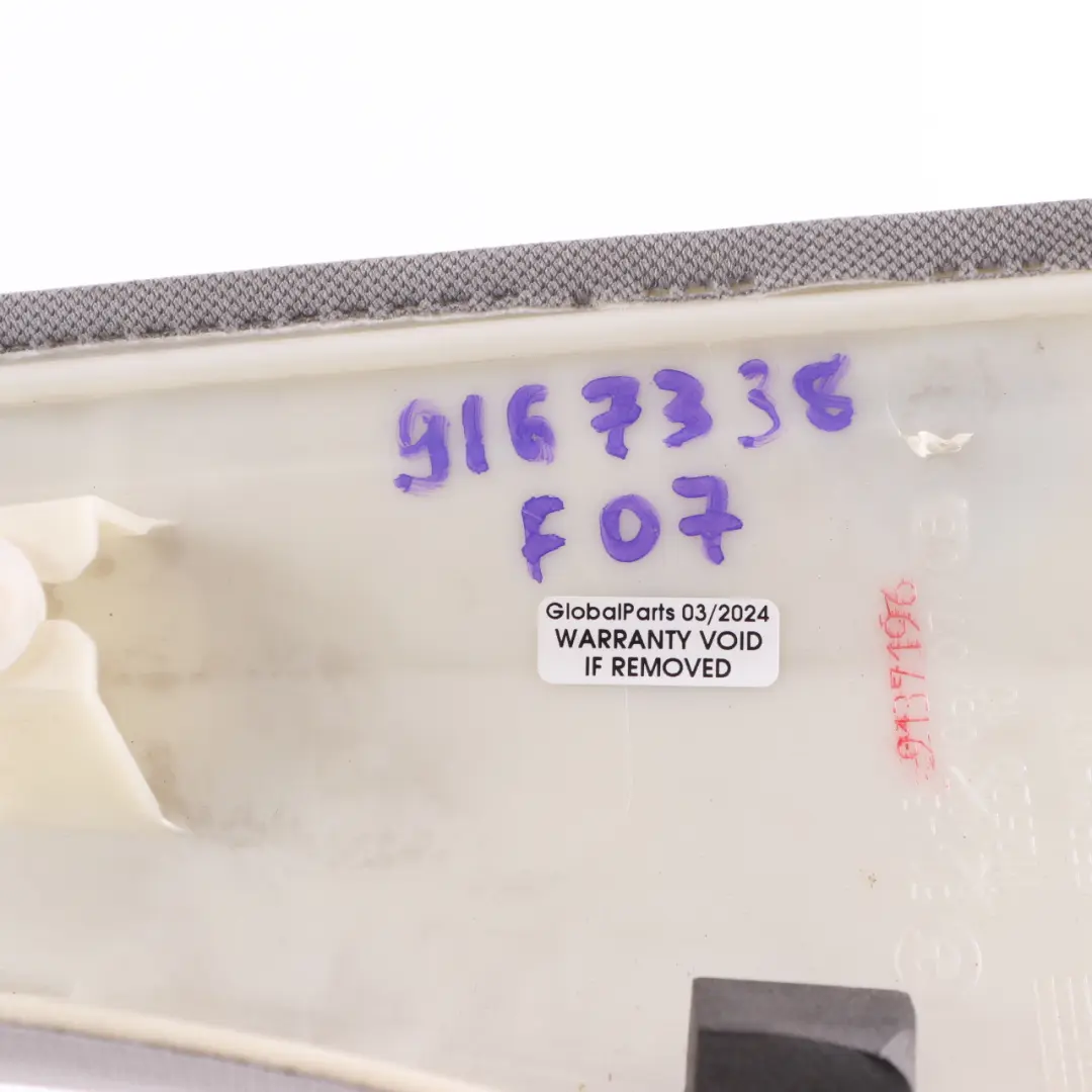 Column A Pillar Trim Right O/S Panel Everest Grey 9137196 to BMW F07 GT Cover with Part number 9167338 BMW F07 GT Cover Column A Pillar Trim Right O/S Panel Everest Grey 9137196 - SKU 9167338 - Part number 9167338