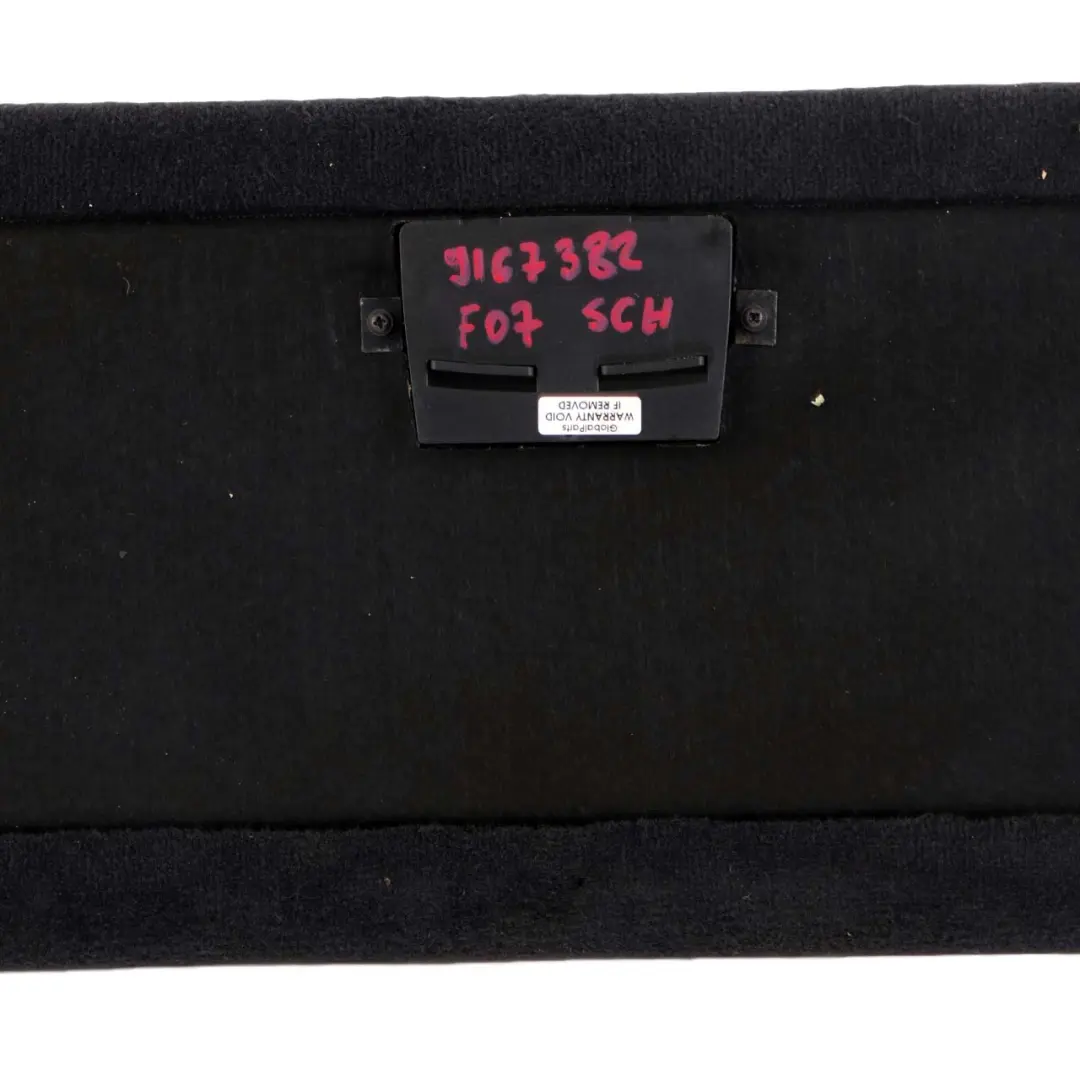 Couvercle panneau rangement avant plancher coffre Carpet pour BMW F07 GT à propos du numéro de pièce 9167382 BMW F07 GT Couvercle panneau rangement avant plancher coffre Carpet - SKU 9167382 - Numéro de pièce 9167382