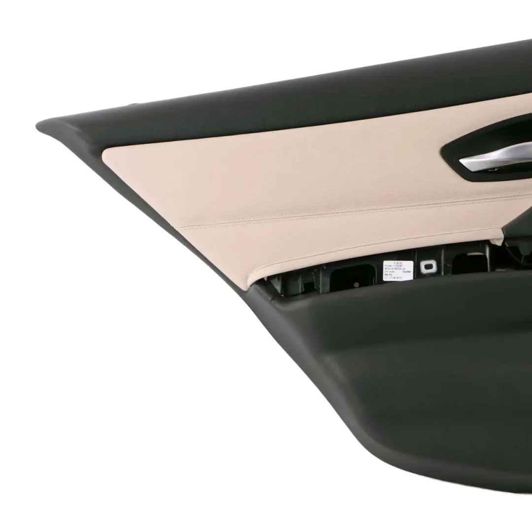 Left Door Card Panel N/S Leather Dakota Oyster to BMW 3 E90 E91 LCI Rear with Part number 9167951 BMW 3 E90 E91 LCI Rear Left Door Card Panel N/S Leather Dakota Oyster - SKU 9167951 - Part number 9167951