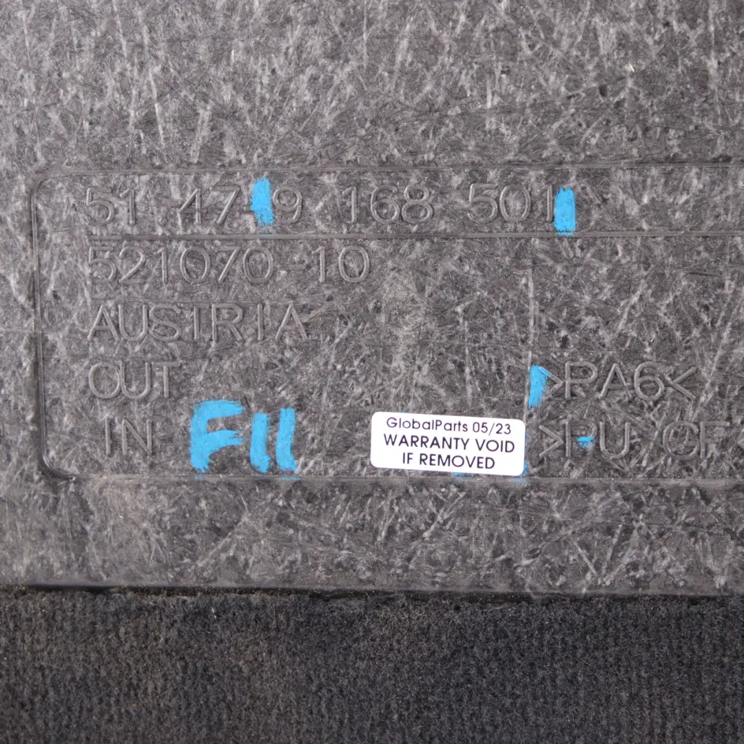 Coffre Plancher Moquette Compartiment bagages Anthracite pour BMW F11 à propos du numéro de pièce 9168501 BMW F11 Coffre Plancher Moquette Compartiment bagages Anthracite - SKU 9168501 - Numéro de pièce 9168501