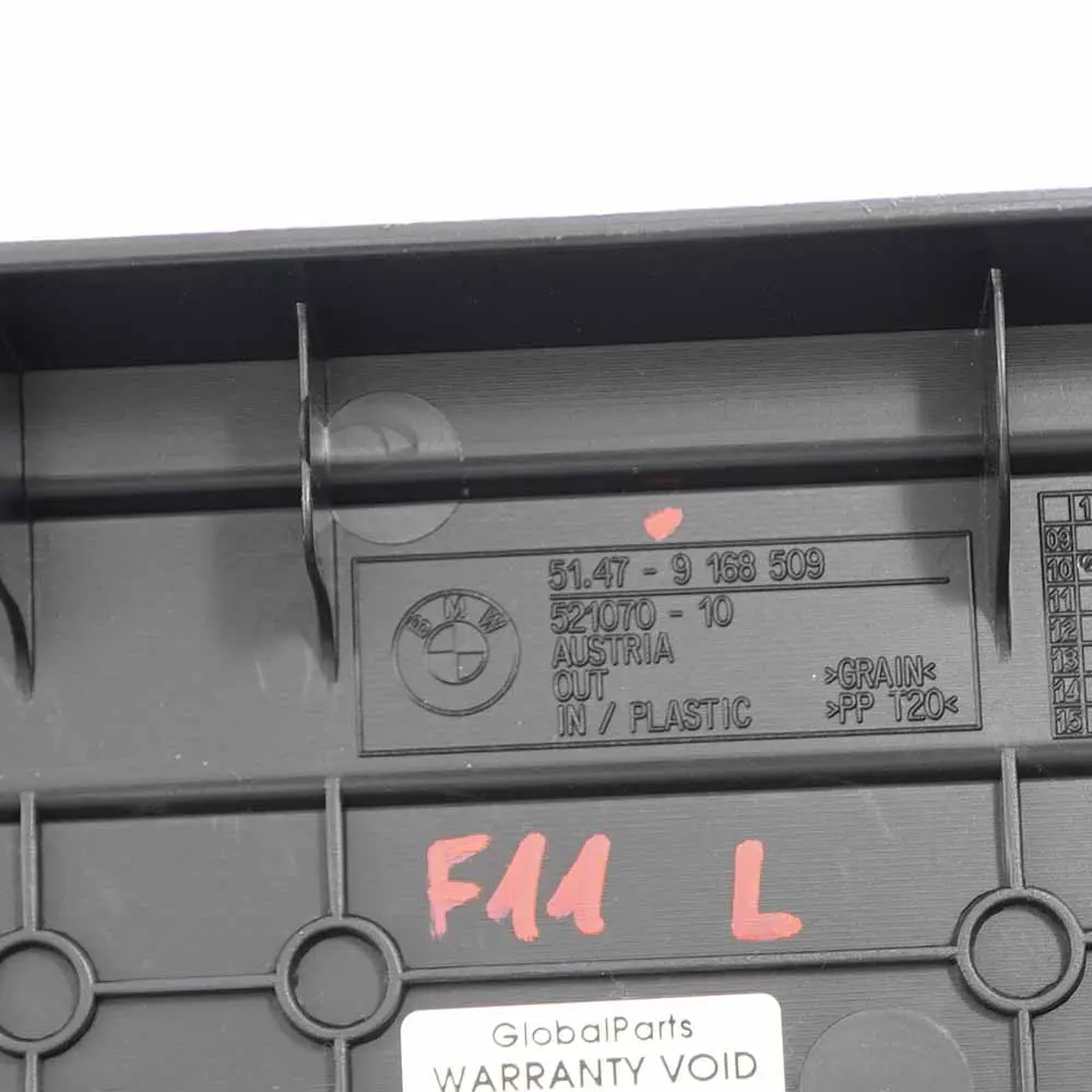 Verkleidung Abdeckung Unterlage Einlegeboden Hinten Links für BMW F11 Touring mit Teilenummer 9168509 BMW F11 Touring Verkleidung Abdeckung Unterlage Einlegeboden Hinten Links - SKU 9168509 - Teilenummer 9168509