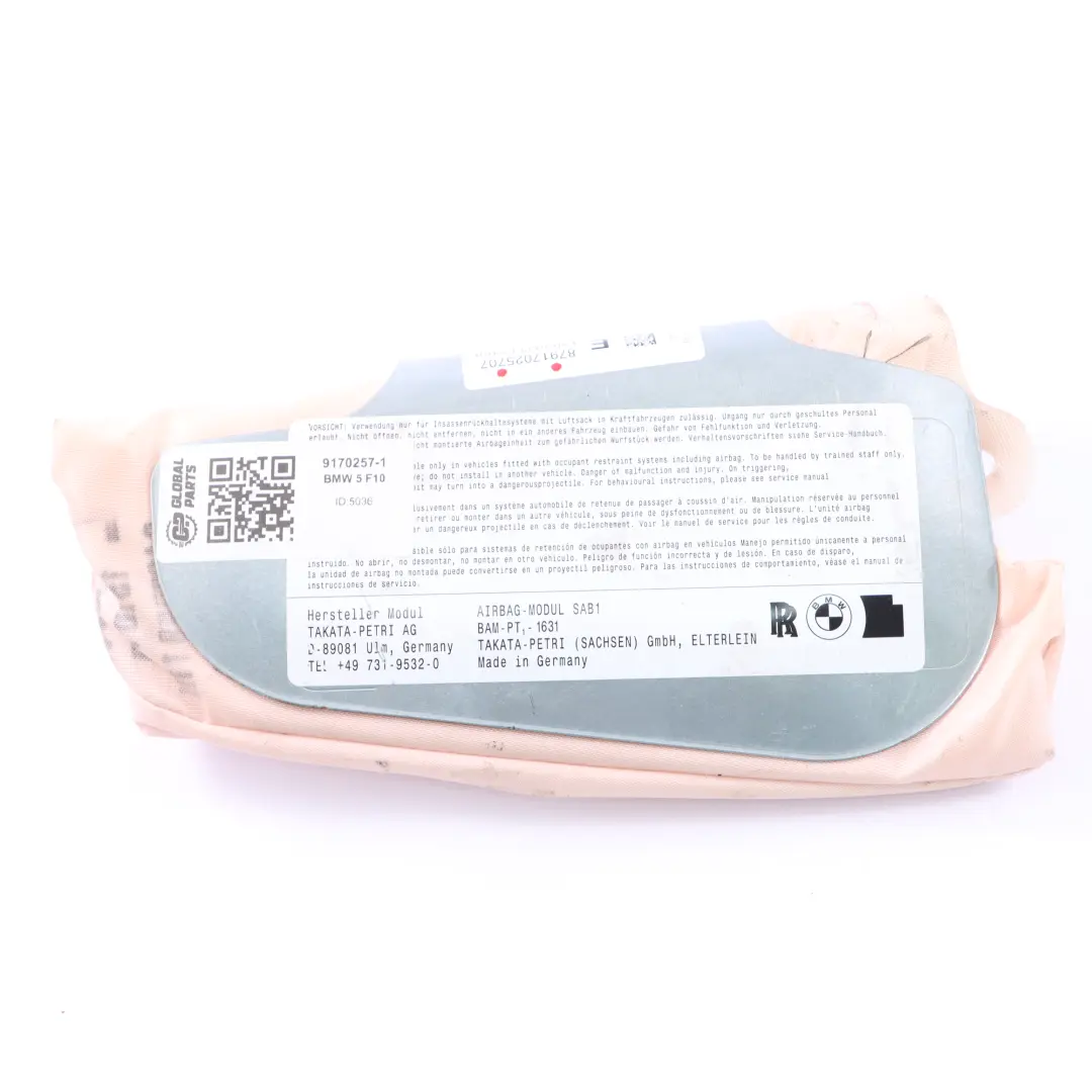 Poduszka Fotela Lewy Przód Air Bag do BMW F10 F11 o numerze 9170257 BMW F10 F11 Poduszka Fotela Lewy Przód Air Bag - SKU 9170257-1 - Numer Części 9170257