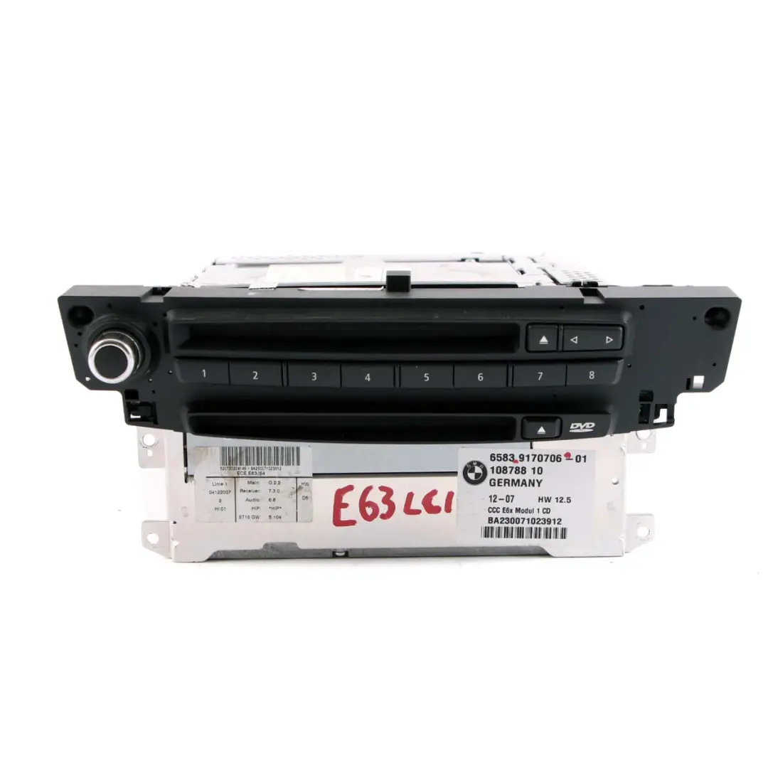 BMW 6 Series E63 LCI CCC DVD Sat Navigation System CD Player Head Unit - SKU 9170706 - Part number 9170706