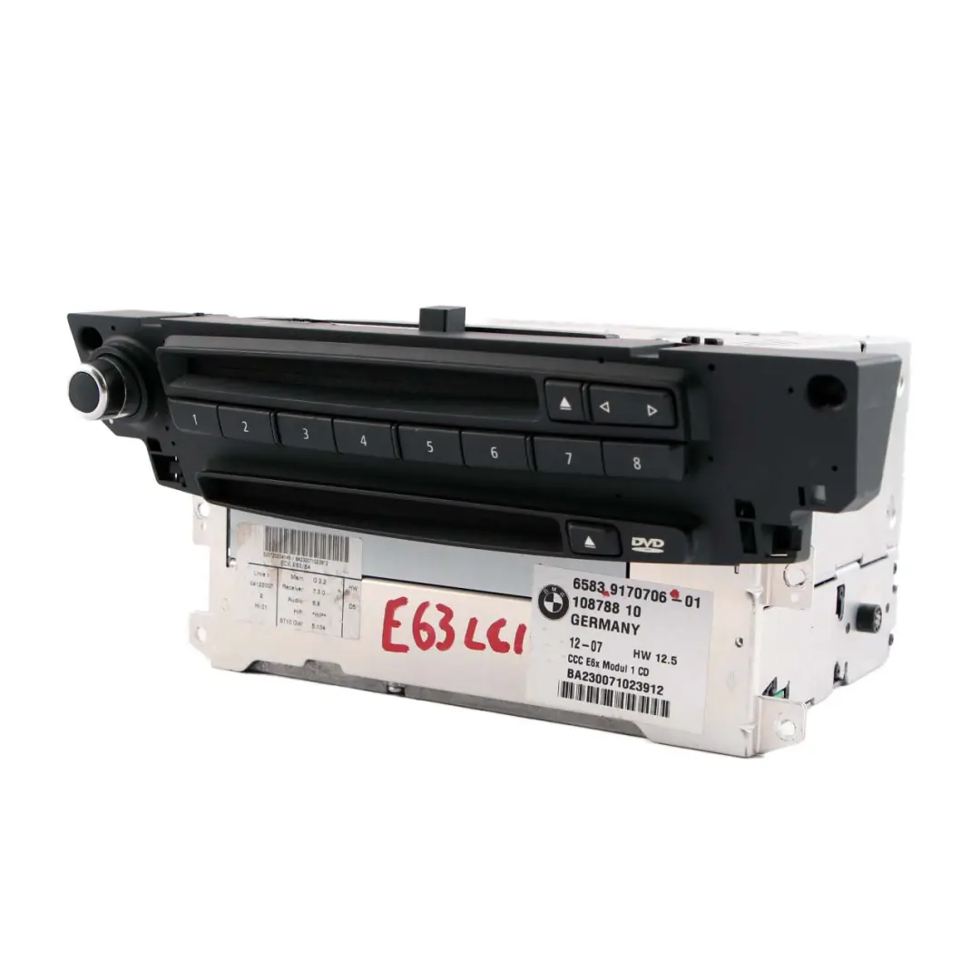 BMW 6 Series E63 LCI CCC DVD Sat Navigation System CD Player Head Unit - SKU 9170706 - Part number 9170706