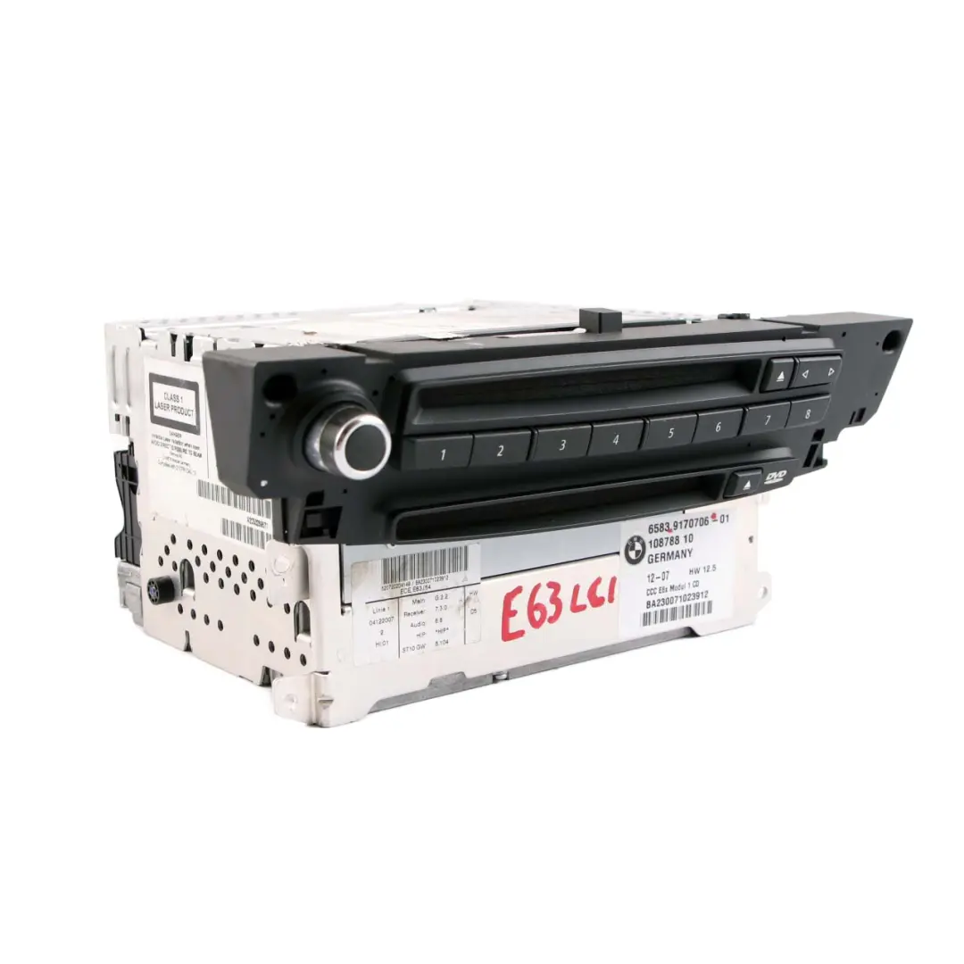 BMW 6 Series E63 LCI CCC DVD Sat Navigation System CD Player Head Unit - SKU 9170706 - Part number 9170706
