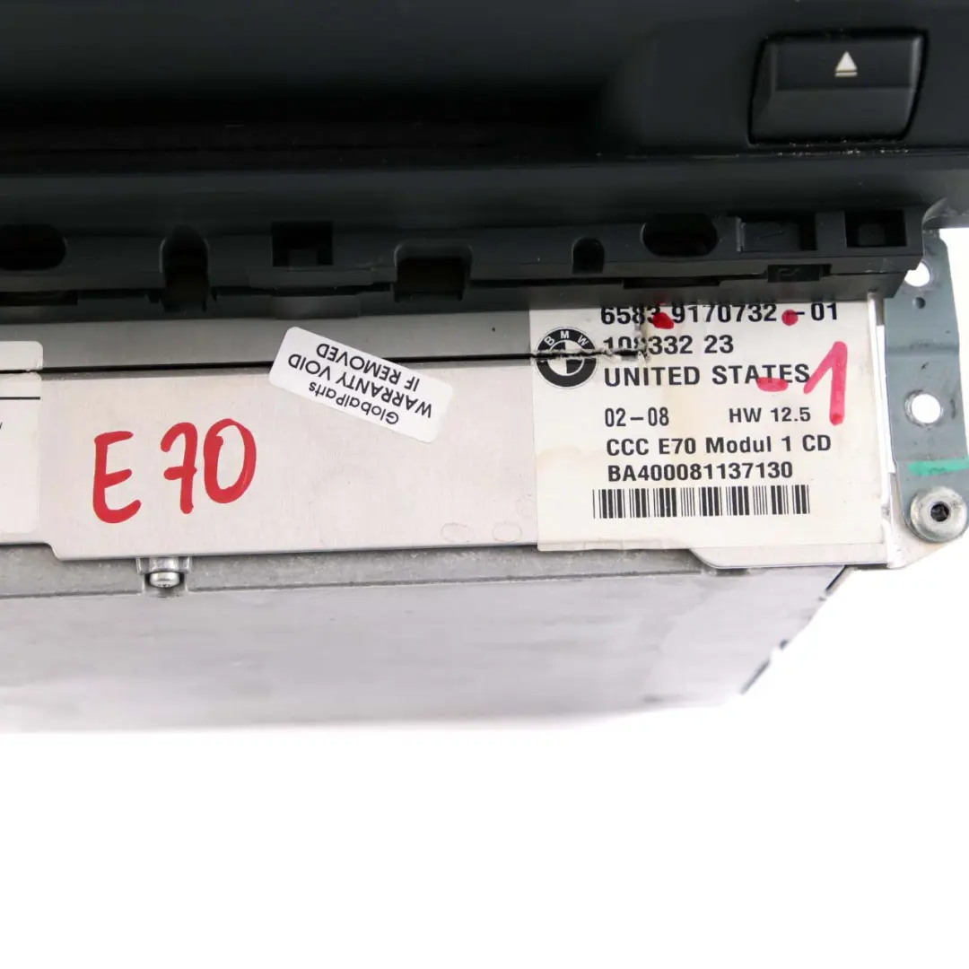 CCC Navigation System CD Player Sat Nav Head Unit to BMW X5 E70 with Part number 9170732 BMW X5 E70 CCC Navigation System CD Player Sat Nav Head Unit - SKU 9170732 - Part number 9170732