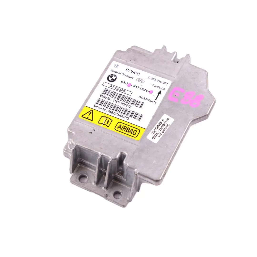 BMW E88 Moduł Sensor Sterownik Poduszek Powietrznych Airbag SRS - SKU 9171925 - Numer Części 9171925