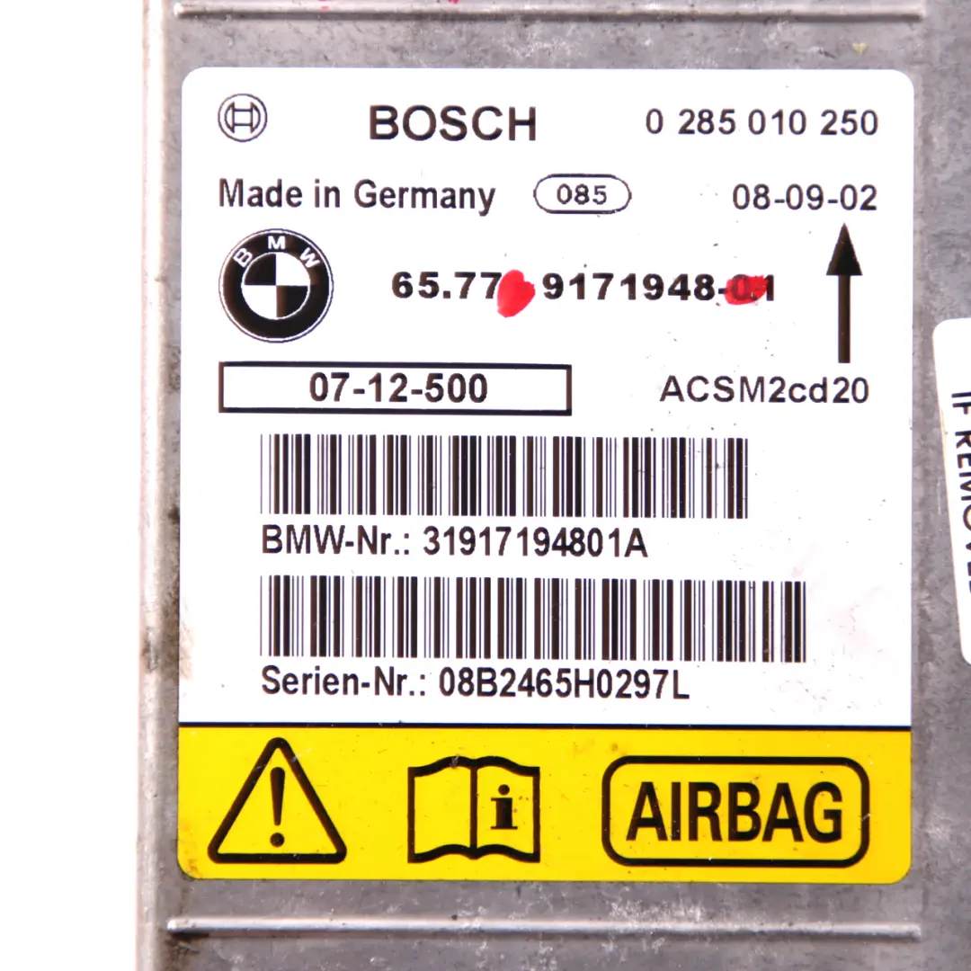 BMW X5 X6 E70 E71 Air Module Control ECU Unit Module 0285010250 - SKU 9171948 - Part number 9240083
