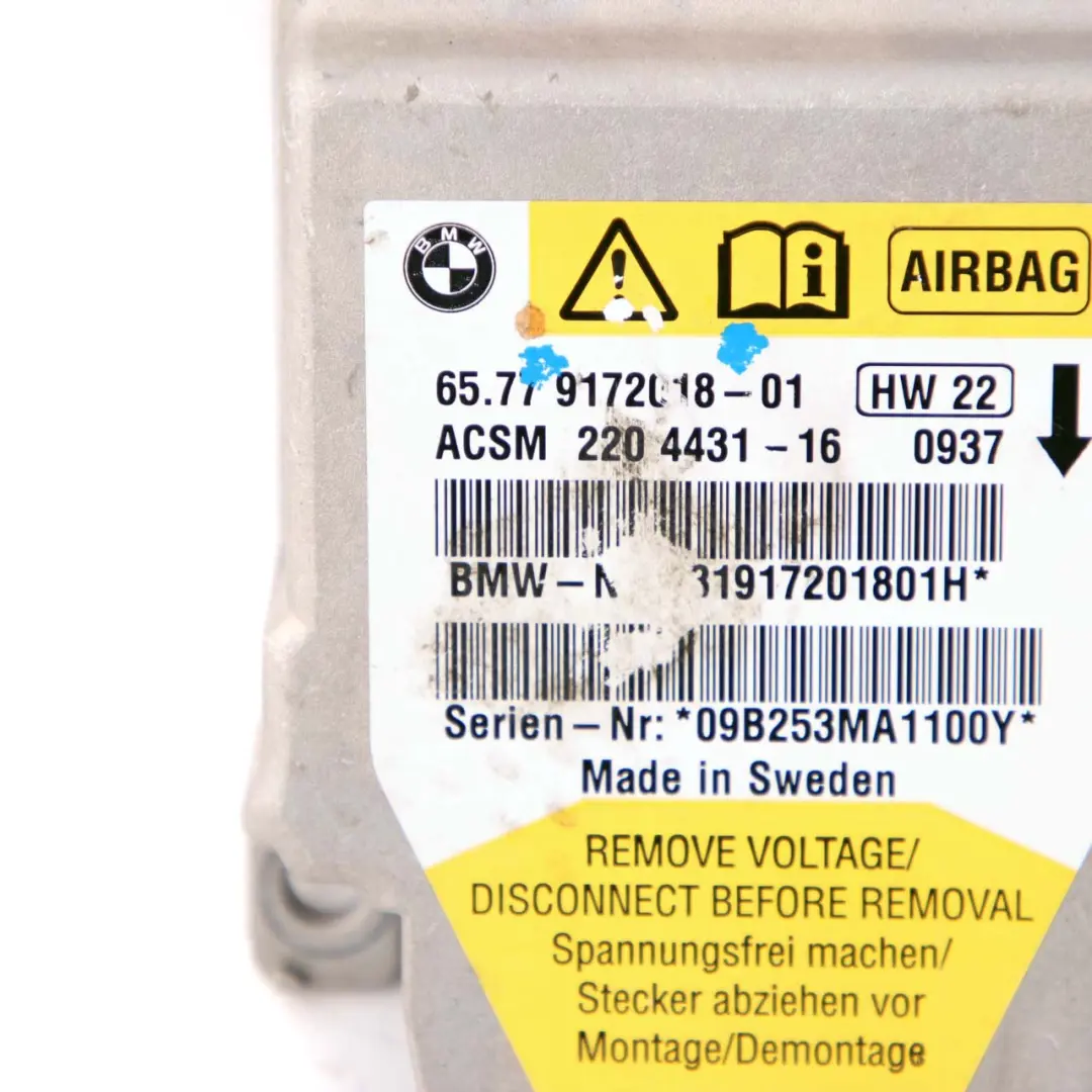 Moduł Poduszek Powietrznych Airbag ECU ACSM do BMW E60 E61 E63 E85 o numerze 9160557 BMW E60 E61 E63 E85 Moduł Poduszek Powietrznych Airbag ECU ACSM - SKU 9172018 - Numer Części 9160557