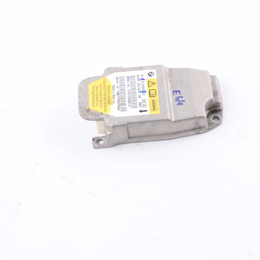 Airbag Modul Sensor ECU Airbag Einheit für BMW E64 Cabrio mit Teilenummer 9172020 BMW E64 Cabrio Airbag Modul Sensor ECU Airbag Einheit - SKU 9172020 - Teilenummer 9172020