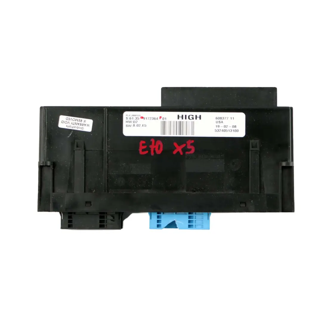 BMW E70 ECU Boîte jonction module commande carrosserie Haut PL4 JBBFEII - SKU 9172364 - Numéro de pièce 9172364