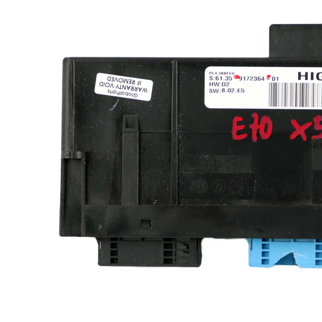 BMW E70 ECU Boîte jonction module commande carrosserie Haut PL4 JBBFEII - SKU 9172364 - Numéro de pièce 9172364