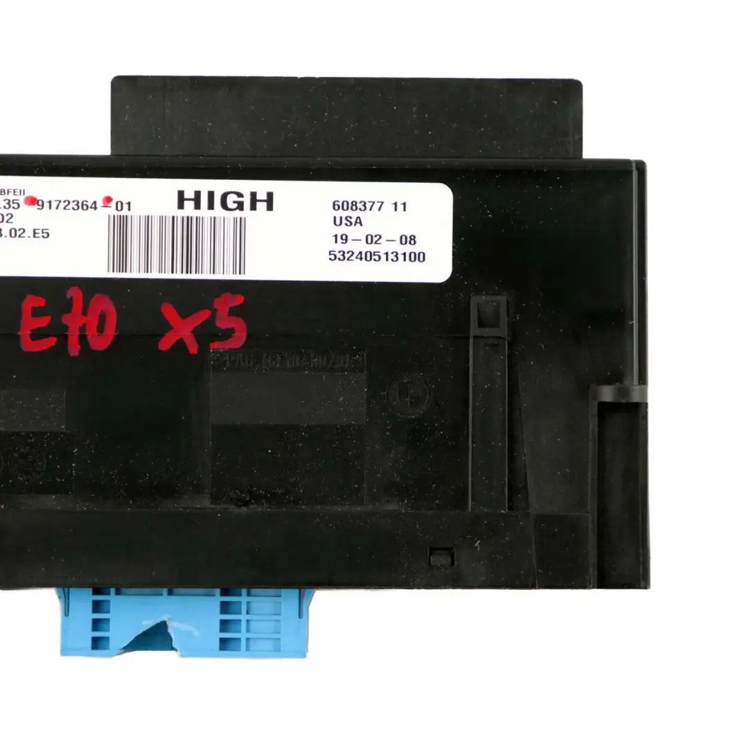 BMW E70 ECU Boîte jonction module commande carrosserie Haut PL4 JBBFEII - SKU 9172364 - Numéro de pièce 9172364