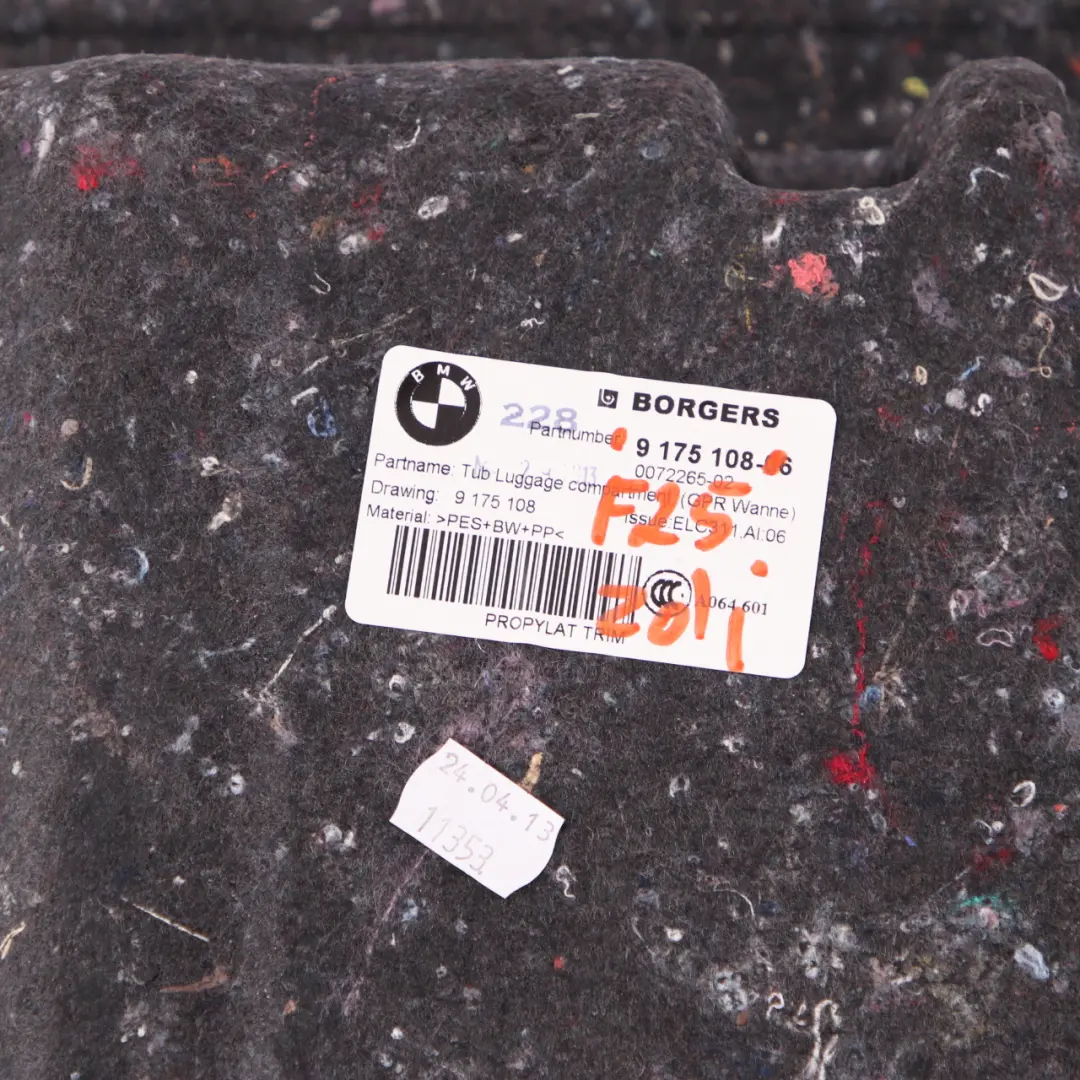 Podłoga Wypełnienie Bagażnika do BMW X3 F25 o numerze 9175108 BMW X3 F25 Podłoga Wypełnienie Bagażnika - SKU 9175108 - Numer Części 9175108