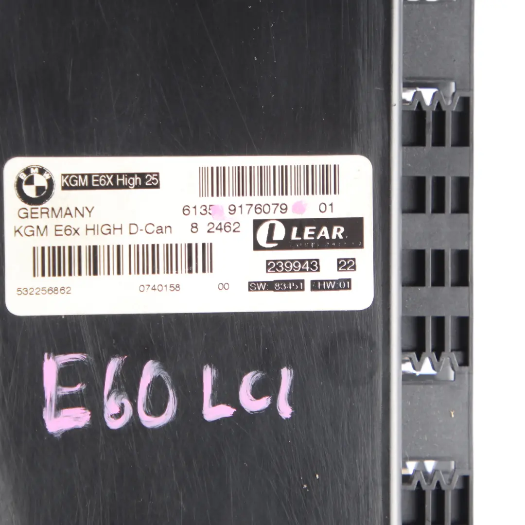 Body Gateway Module ECU Unité De Contrôle KGM E6X High D-Can pour BMW E60 LCI à propos du numéro de pièce 9176079 BMW E60 LCI Body Gateway Module ECU Unité De Contrôle KGM E6X High D-Can - SKU 9176079 - Numéro de pièce 9176079