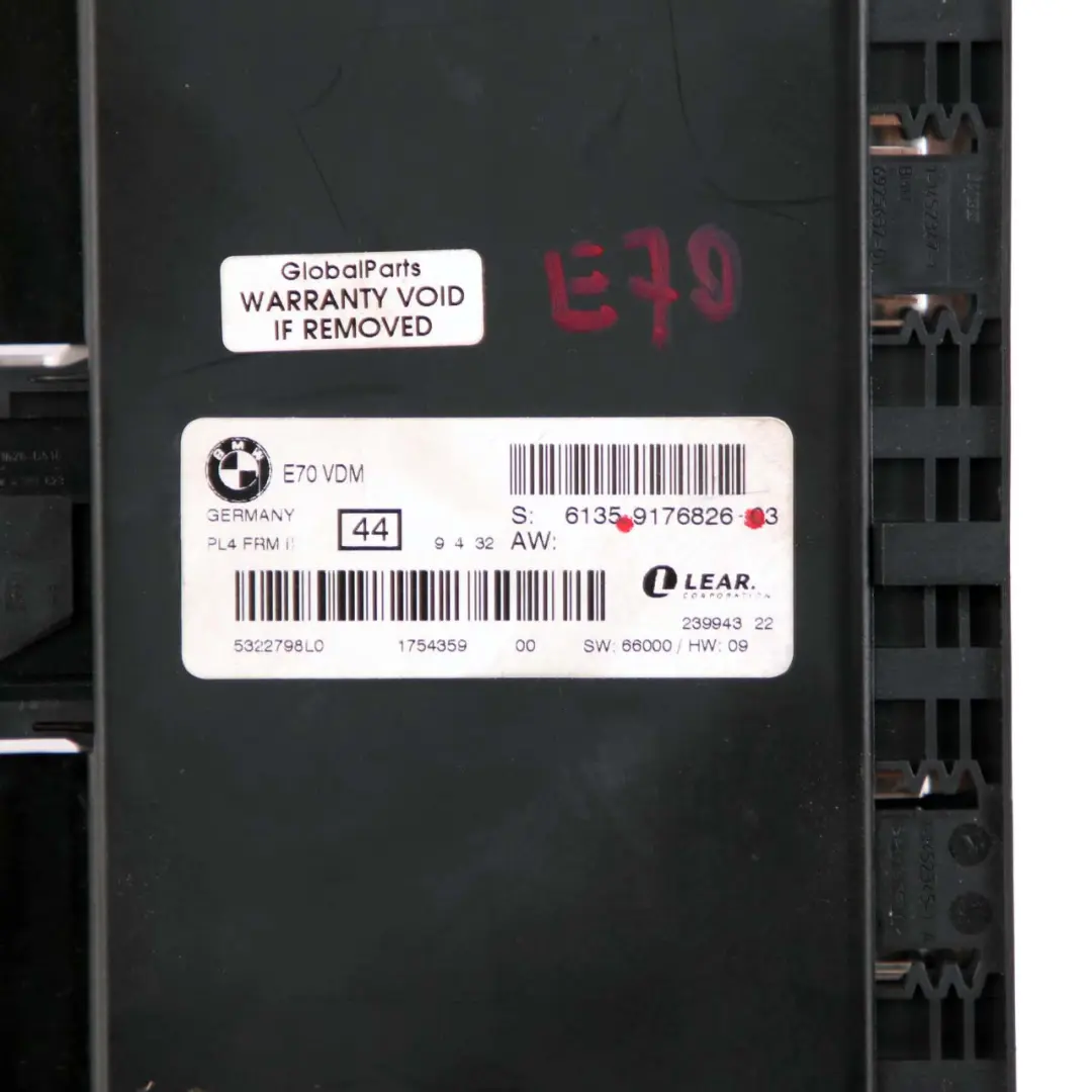 BMW X5 E70 Modulo luci vano piedi Unità controllo ECU VDM PL4 FRM II - SKU 9176826 - Numero di parte 9176826