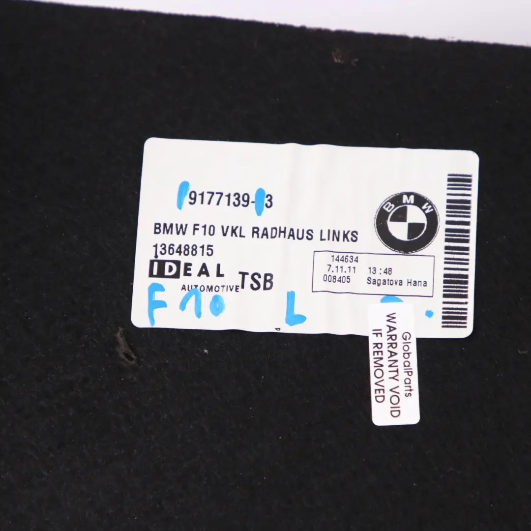 Cache Panneau Latéral Gauche N/S Botte Coffre Bagages pour BMW F10 à propos du numéro de pièce 9177139 BMW F10 Cache Panneau Latéral Gauche N/S Botte Coffre Bagages - SKU 9177139 - Numéro de pièce 9177139