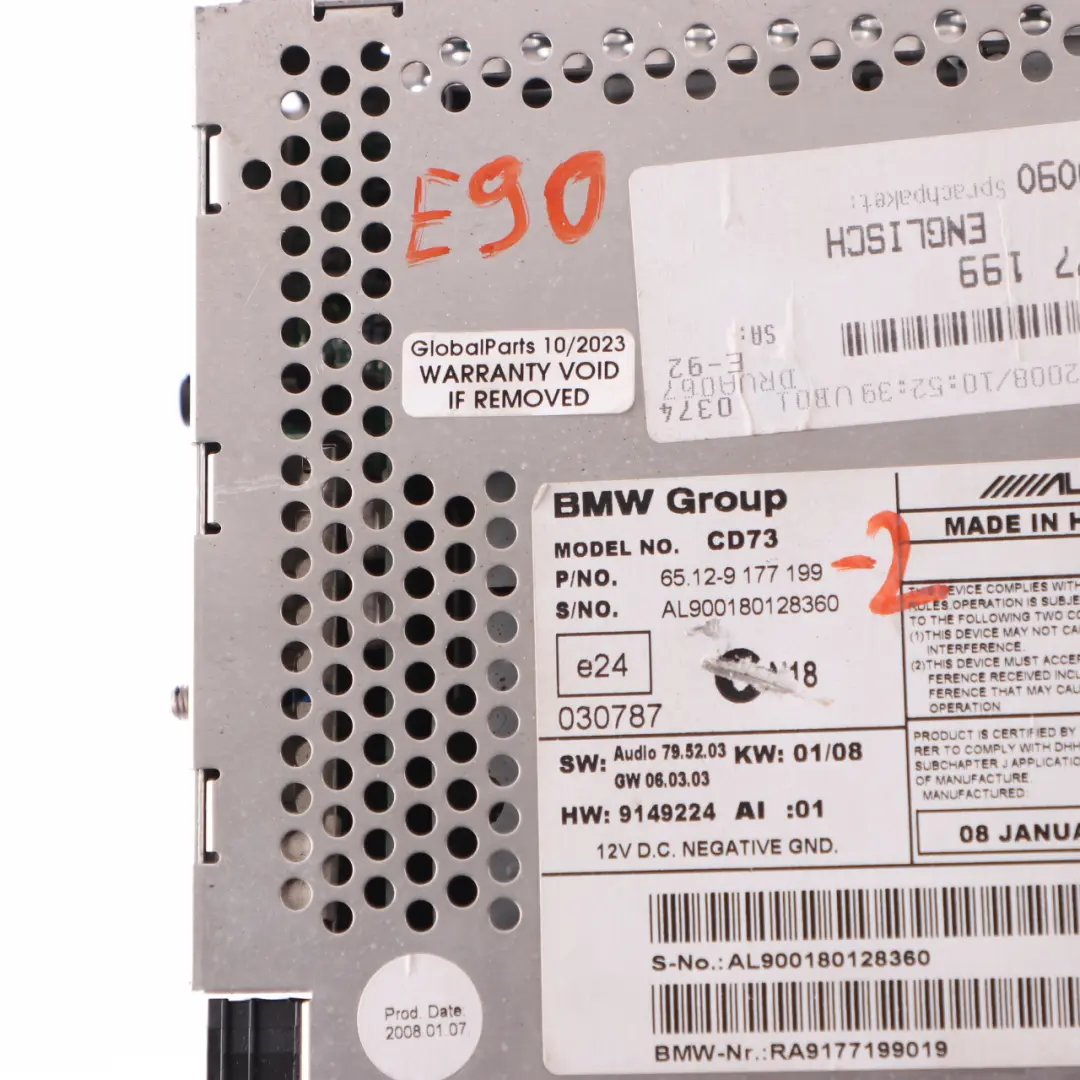 Radio Player BMW E81 E87 E90 E91 E92 Radio Professional CD Control Unit to with Part number 9177199 Radio Player BMW E81 E87 E90 E91 E92 Radio Professional CD Control Unit - SKU 9177199-2 - Part number 9177199