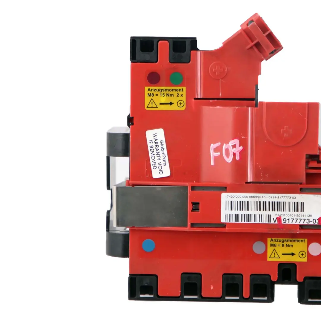 Boîte distribution alimentation batterie B arrière pour BMW 5 7 F01 F07 F10 F11 à propos du numéro de pièce 9177773 BMW 5 7 F01 F07 F10 F11 Boîte distribution alimentation batterie B arrière - SKU 9177773 - Numéro de pièce 9177773