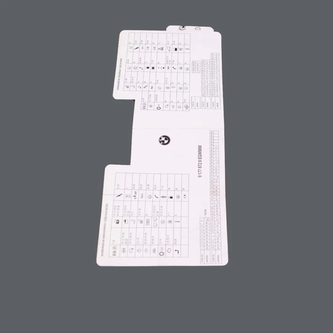 Map Card Fuse Box Grouping Diagram to BMW 5 6 Series E61 E63 E64 LCI with Part number 9177872 BMW 5 6 Series E61 E63 E64 LCI Map Card Fuse Box Grouping Diagram - SKU 9177872 - Part number 9177872